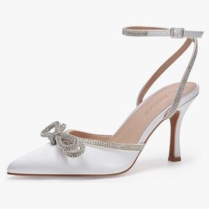 Ainrock Women's Rhinestone Bow Heels Sparkly Wedding
Satin Heeled Sandals